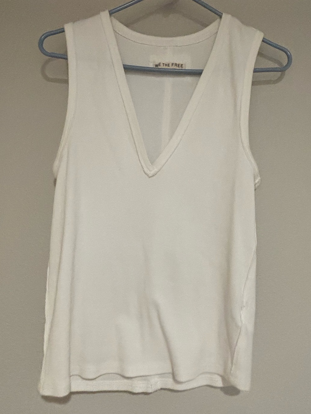 We The Free Cream V-Neck Ribbed Tank Top